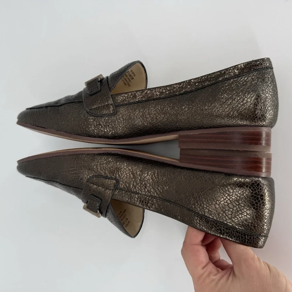 Enzo Angiolini Women's 8.5 Slip On Loafers Metallic‎ Bronze Leather Tatye